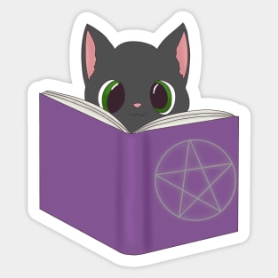 Cat reading a book Sticker